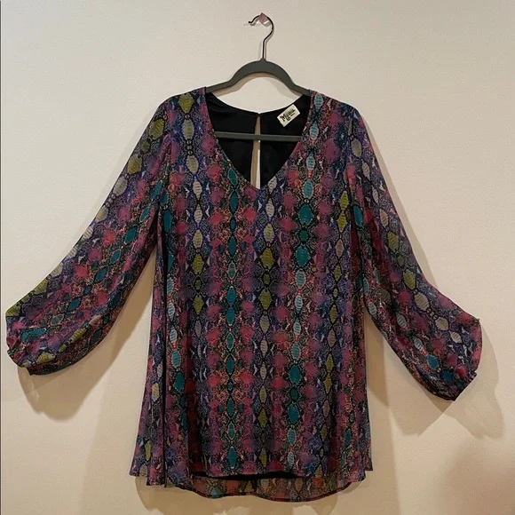 Show Me Your Mumu Boho Colorful Patterned Women's Top Dress Small Sheer Sleeves - Picture 1 of 12